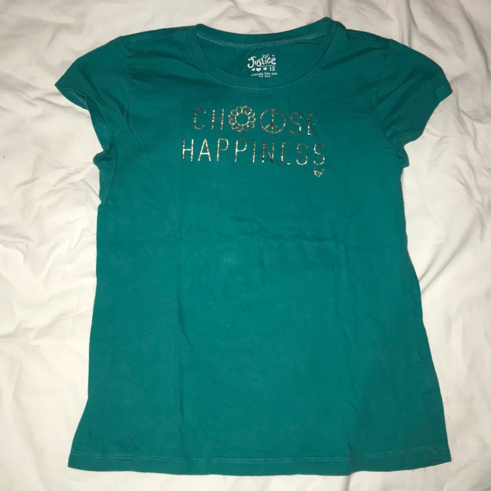Girls short sleeve teal tee shirt.
